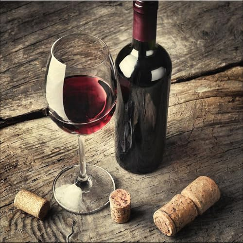 artissimo Glasbild 30x30 cm Küchenbild: Glas mit Wein AG5490A - Bild aus Glas, Wandbild Küchendeko vintage