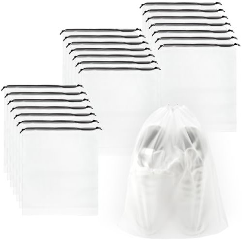 HEIHAK 50 PCS Shoe Bags for Storage, 30 x 35 cm Clear Drawstring Shoe Bags Multifunctional Waterproof Travel Shoe Bag Large Portable Storage Bag for Travel Clothes Shoe