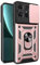 COMAKU Cover Armor per Motorola Edge 50 Pro, Custodia TPU+PC Antiurto con Scorrevole Cover Anello Supporto - Oro rosa