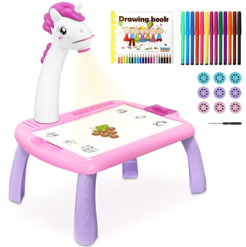 MOMSIV Aolieh Trace and Draw Projector Toy,Art Projector,Kids Drawing Board Projector Table,Painting Drawing Table Led Projector Toddler Toy Educational Drawing Playset for Kids Boys Girls Age 3+