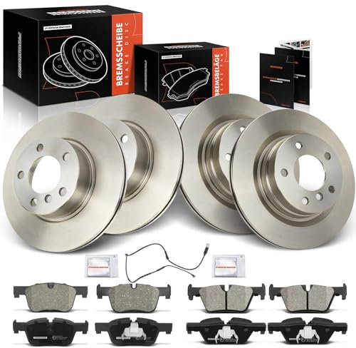 Frankberg 4x Bremsscheiben + 8x Bremsbeläge mit Bremsenschmiermittel Vorderachse Hinterachse Kompatibel mit 1er F20 120 2010-2019 3er F30 F80 316-320 2011-2018 Replace# 34116792217