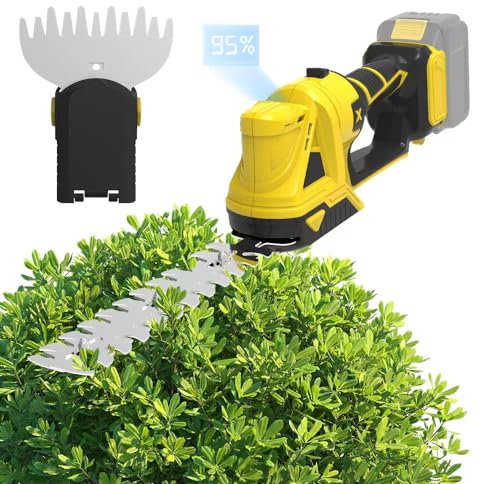 Hedge Trimmer Cordless for Dewalt 20v Battery (No Battery) - 2 in 1 Handheld Electric Hedge Trimmer with Power Display, Shrub Trimmer & Bush Trimmer Battery Powered for Backyard, Garden, House