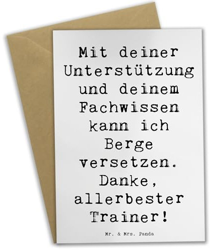 Mr. & Mrs. Panda Grußkarte Spruch Bester Trainer - Geschenk, Berge versetzen, Stil, Bedanken, Grußkarten, hochzeitskarten, einladungskarten, babykarte, Danke sagen, Unterstützung im Training, Ausdruck