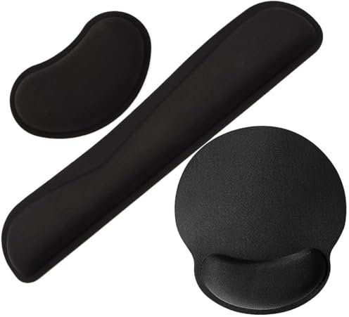Lostwry Mauspad Handgelenkstütze, Mauspad Set, Ergonomische Handgelenkauflage Set Mauspad Tastatur Handgelenkauflage Gelkissen Mausunterlage für Reisen, Arbeiten und Spiel, Schwarz