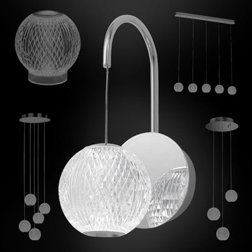 HEXIM Light Wandlampe Diamant - hängende LED Lampen, Wandlampe & Tischlampe Neutralweiß Acrylglas 220-240V, 16-68/W, 4000K - Treppenaufgang Eingangsbereich Foyer Flur (MB20001012-1A Chrome)