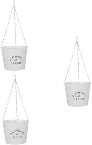 IMIKEYA 3st Blumentopf-hängeeimer Aus Metall Über Dem Geländer Pflanzkästen Blumenkübel Außerhalb Pflanzgefäße Pflanzentopfhalter Pflanzgefäße Für Den Garten Blumenbehälter Eisen Weiß