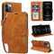 GOTOURED for iPhone 12 Case Wallet, for iPhone 12 Pro Phone Case, [RFID Blocking 4 Card Slots] [Wrist Strap] [Kickstand] Magnetic Shockproof Protective Leather Flip Cover (Brown)