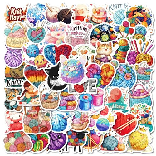 Tuyatezhi 50 Pcs Aesthetic Yarn Stickers for Laptop, Water Bottles, Bicycle, Skateboard, Computer, Knitwear, Wall, Graffiti, Girls, Boys, Children, Teens