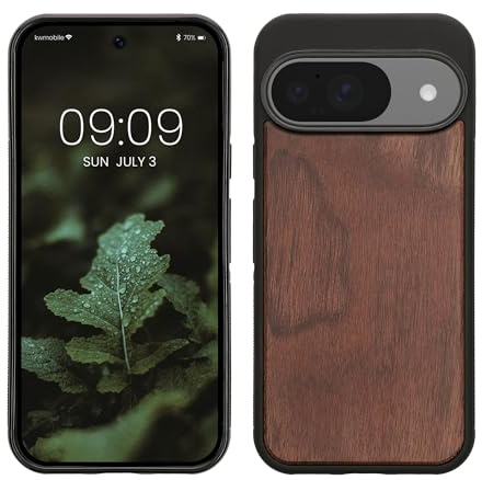 kwmobile Handyhülle für Google Pixel 10 / Pixel 10 Pro Hülle Holz - Case mit TPU Bumper - Stoßfestes Hardcase - Schutzhülle Cover in Dunkelbraun