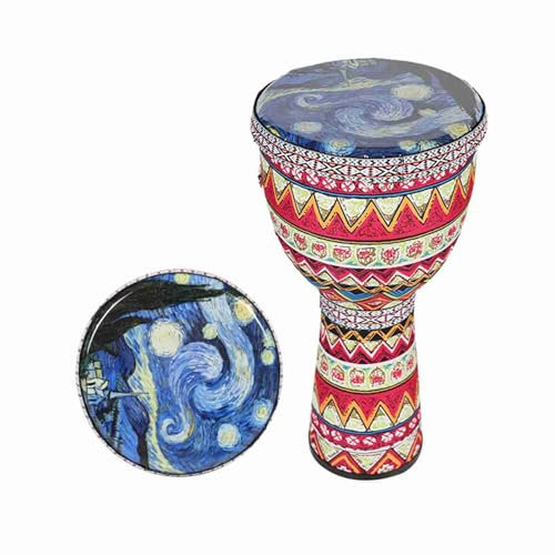 Djembe Drum, Afrikanische Trommel 8 Zoll PVC Carbonfaser Ultra Leichter Handtrommel mit Riemen Djembe für Anfänger von Erwachsenen und Kindern (1)