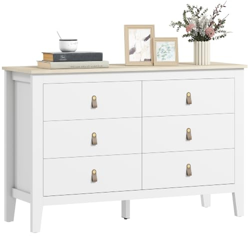 HOMCOM Cómoda de 3 Cajones Tiradores de PU Cajonera 120x40x78 cm Blanco | Cómoda para Dormitorio, para Salón Pasillo