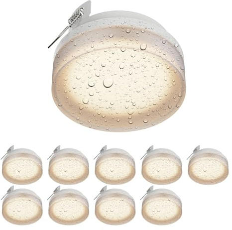 ledscom.de 10 Stück Deckeneinbauleuchte IPLY für außen, IP44, Stahl, weiß matt, rund, 100mm Ø, 1x GX53 max. 15W