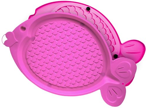 1x 47cm Fish Shape – Non-Slip Placement Tray for Cats & Kittens – Cat Bowl Mat for Dry & Wet Food, Waterproof Feeding Mat for Floors with Raised Edges (Pink, Medium)