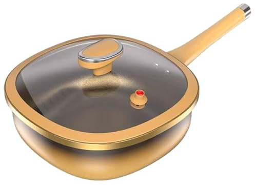 Padella fritta - padella con coperchio, padellas da cucina da 50 cm - padellas non acconciata in lega titanner per aduzione elettrica a gas, resistente con coperchio, ideale per cucinare la griglia