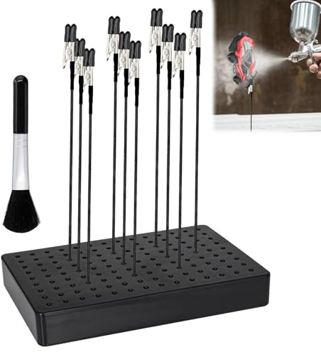 VLYX Ensemble de 10 Pinces Crocodile avec Support pour Peinture en Spray, Pinceau et Pinces métalliques pour modélisme, Loisirs créatifs, Bijoux et Photos