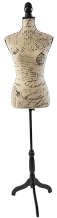 Relaxdays Schneiderpuppe, weiblich, Größe 36/38, höhenverstellbar 130–167 cm, Holzständer, Kleiderpuppe, beige/schwarz