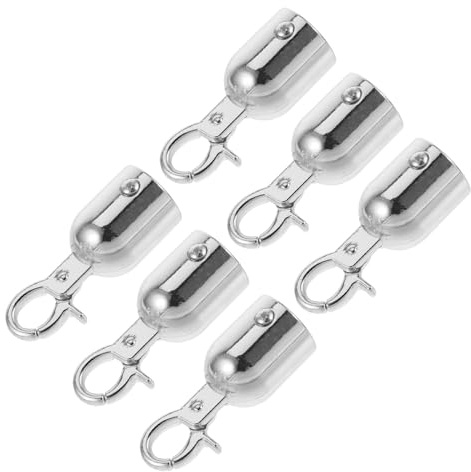Ciieeo 6pcs Silver Rope End Caps with Secure Hooks for Crowd Control Barrier Ropes for Queue Management and Red Carpet Handrails