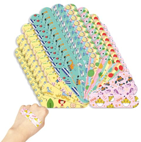Tomedeks 120 Blatt Pflaster Kinder Set mit Süßen Cartoon-Motiven - Kinderpflaster - Bunte Elastische Strips