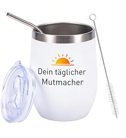 teokyat Dein täglicher Mutmacher Thermobecher | Isolierter Edelstahlbecher | Personalisierte Aufmunterung & Anti Stress Geschenk für Freundin, Frauen, Mama, Freund, Kollegen & Familie 350ml