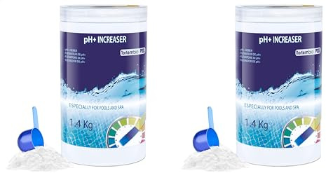 Nortembio Pool pH+ Plus 1,4 Kg, Élévateur Naturel du pH pour Piscine et Spa, Améliore la Qualité de l'eau, Correcteur pH, Bénéfique pour la Santé. (Lot de 2)