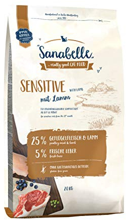 Sanabelle Sensitive mit Lamm | Katzentrockenfutter für ernährungssensible Katzen | 4 x 2 kg