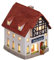 Polizei mit Gefängnis Fachwerkhaus aus Porzellan – Windlicht Lichthaus Miniatur-Modell – B14 x T11 x H16 cm detailreiche Haus Dekoration Teelichthalter Weihnachtsdorf Sammlerobjekt Dekohaus