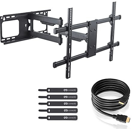 TV Wandhalterung für 37-70 Zoll (ca. 94-178cm) Flach & Curved LCD LED OLED Fernseher & TFT Monitor | Schwenkbar Neigbar Ausziehbar | Wand Halter Fernseher Halterung | VESA 200x200-600x400 | Schwarz