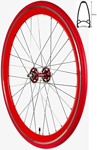 Redondo 28 Zoll Vorderrad Singlespeed Fixie Laufrad Felge Rot Rot + Reifen