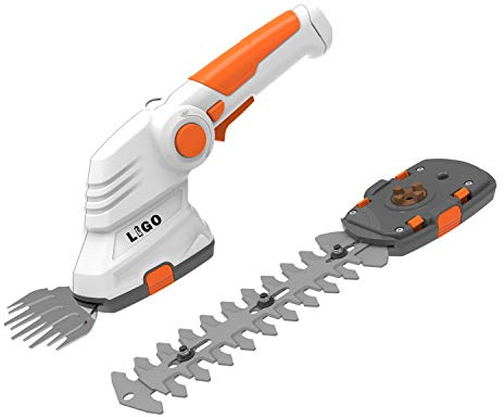LIGO Akku Grasschere und gartenschere elektrisch für Garten, Li-ion 7.2V(1.5Ah) mit 2 STK Klinge, Schnittbreite 90mm, rasenmäher Elektro mit Einfacher Klingenwechsel, Leichtgewichtiger (Grasschere)