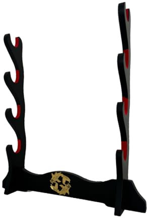 Z-fiber Schwerthalter Japanischer Samt gepolsterter Katana Stand Samurai Display Rack Support Alle Tanto Schwerter Yin und Yang,4 Tier