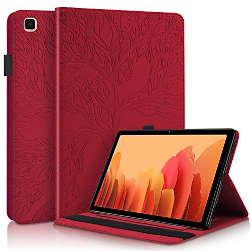 Succtop Coque Galaxy Tab A7 10.4 2022/2020,PU Cuir Cover Housse de Protection Tablette Samsung Tab A7 Porte-Crayons Portefeuille Tablet Étui Samsung Galaxy Tab A7 T500/T509/T505/T507/T503,Rouge