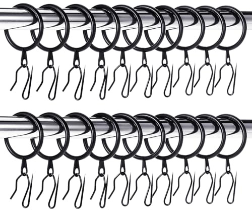 Hotop 60 Pcs 1.26 Inch Curtain Ring and 60 Pcs Pin Hook, Oil-Rubbed Bronze