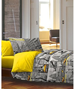 BIANCHERIAWEB Bettbezug Bettdecke 100% Baumwolle Design City London New York OB Französisches Bett New York