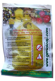 Esca naturale in polvere per mosca olearia (mosca bianca), 5 bustine da 50 gr.