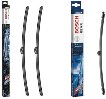 Bosch Scheibenwischer Aerotwin A034S, Länge: 650mm/650mm – Set für Frontscheibe & Scheibenwischer Rear A332H, Länge: 330mm – Scheibenwischer für Heckscheibe