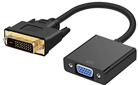PartyKindom Convertisseur Vidéo Dvi Mâle vers Vga Femelle Adaptateur Dvi-d Broches pour Téléviseur Ordinateur avec Câble Dvi vers Vga