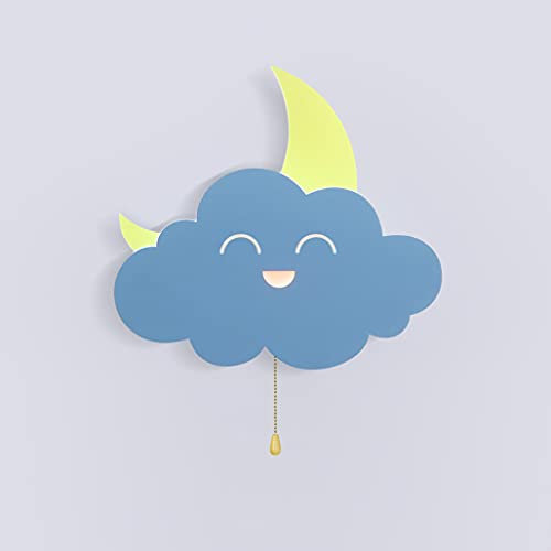 WRMING Kinder Wandlampe, 8W LED Kinderlampe mit Schalter, Wandleuchte Wolken, Warmweiß 3000K, Clouds Rosa Metall kinderzimmerlampe, Schlafzimmer Nachtlicht für Mädchen und Jungen, 640lm,Blau