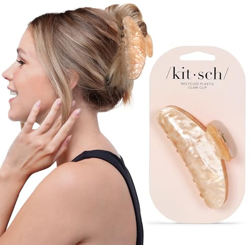 Kitsch Recycled Plastic Large Claw Clip - Big Marble Hair Clips for Women | Jaw Clips for Girls | Big Claw Clips for Thick Hair | Ideal Gifts for Women (1pc, Blonde)