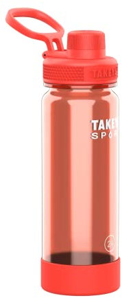 Takeya Tritan Sport Water Bottle with Spout Lid - BPA-Free & Dishwasher-Safe Water Bottle - Reusable Bottle with Lid Handle - Simple Leak-Proof Water Bottle - 24 oz, Pro Fire