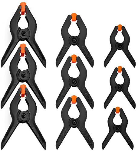 YIXISI 9 Piezas Abrazaderas de Resorte de Plástico y Nylon 2/3/4 Pulgadas para Proyectos de Bricolaje, Estudios Fotográficos y Fondo Fotográfico