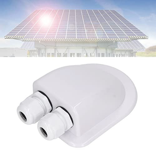 Solar Weatherproof ABS Solar Double Cable Entry Gland, Waterproof Cable Through RV Roof Solar Junction Box ABS Entry Housing, Dual Cable Entry Housing for Solar Panels (White)