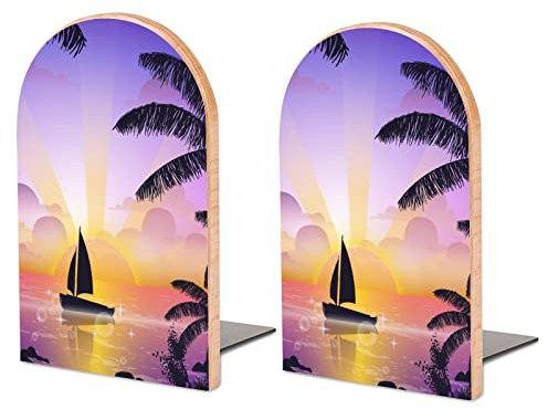 2Er-Pack Buchstütze Sonnenuntergang Boot Dekorative Buchstützen Bücherregal Bücherhalter Für Regale