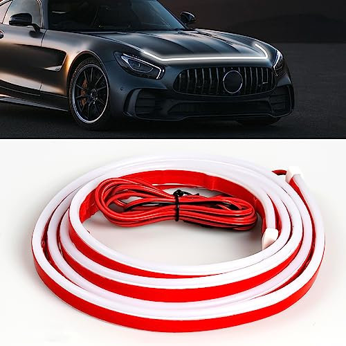 70 Inch LED Lights Exterior Car Hood Light Strip - Flexible, Dynamic, Waterproof Daytime Running Lights for Cars, Trucks, SUV (White)