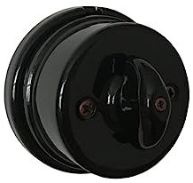 Interrupteur/Inverseur en Porcelaine Noir Commande Napoléon diamètre 80mm, Installation Facil Design Vintage pour Installations Électriques en Apparence, Comprend vis et chevilles, fixation rapide