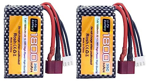 ZYGY 2PCS 7.4V 35C 1800mah Batterie pour WLTYOS K929-B A959-B 12401 12402 12403 12404 12423 12428 144001 1/18 1/14 1/12 pour Voiture Jouet RC