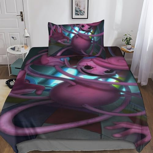 CasCam Poppy Playtime Jungen Und Mädchen Game Player Bettwäsche-Set 2-teiliges Set Aus Teenager-Bettwäsche-Microfiber, 3D-Druck Bettwäsche Mit Kissenbezug Single(135x200cm)
