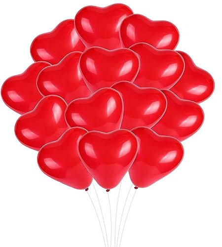 Herzluftballons Rot 100 Stück, Herz Luftballon, 12 Zoll Ballons mit Herzform für Hochzeitsdeko Rot Hochzeitsballons für Hochzeitsfeier, Anniversary, Heiratsantrag Partyschmuck, JGA Deko