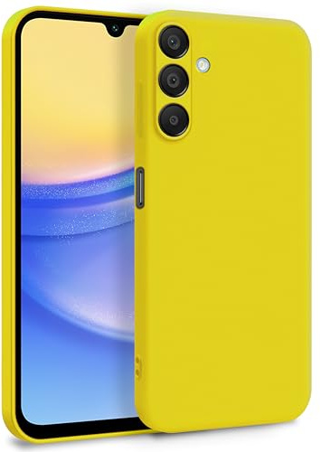 MyGadget Cover per Samsung Galaxy A15 5G - Custodia in Silicone Morbido a Doppio Strato – Case con Protezione Fotocamera & Fodera Interna Antigraffio - Giallo