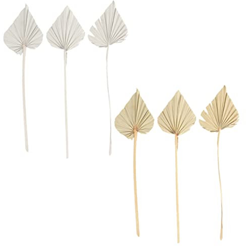 TOPPERFUN 6pcs Dried Palm Leaf Flower Arrangement Wedding Decor Natural Leaf Adorn for Tropical Party Home Decor