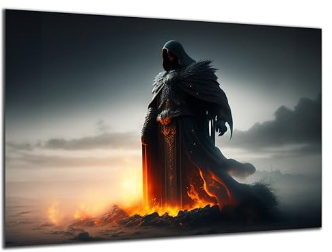 DARO Design - Wand-Bild 6mm HDF 84x56 cm Ritter Flammen - Wand-Deko Bilder Wohnzimmer